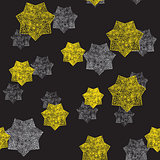 Golden and Silver Stars Seamless Pattern