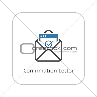Confirmation Letter Icon. Flat Design.