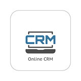 Online CRM System Icon. Flat Design.