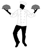 kitchen chef serving a meal silhouette