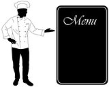 kitchen chef offers dinning menu silhouette