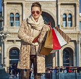 tourist woman at Piazza del Duomo in Milan, Italy standing