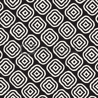 Vector Seamless Black and White Hand Drawn Rhombus Lines Pattern