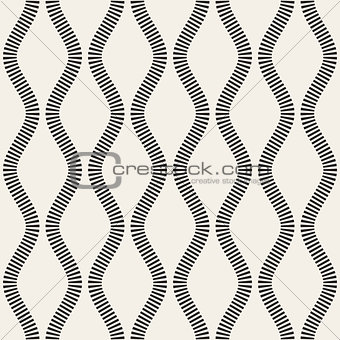 Vector Seamless Black and White Vertical Stripy Wavy Lines Pattern