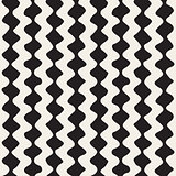 Vector Seamless Black and White Hand Drawn Wavy Zigzag Lines Pattern