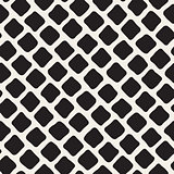 Vector Seamless Black and White Hand Drawn Rhombus Pavement Pattern