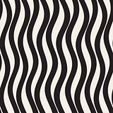 Vector Seamless Black and White Wavy Vertical Lines Pattern