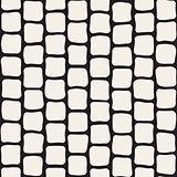 Vector Seamless Black and White Hand Drawn Rectangles Pattern