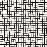 Wavy Hand Drawn Lines Square Grid. Vector Seamless Black and White Pattern.