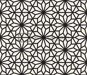 Vector Seamless Black And White Geometric Hexagon Lines Pattern