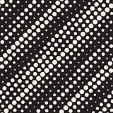 Vector Seamless Black and White Diagonal Halftone Circle Lines Pattern