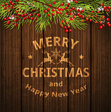 Christmas card with green fir branch