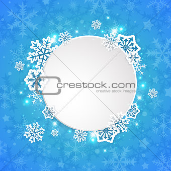 Round Christmas banner with snowflakes