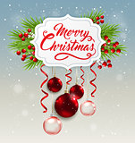 Christmas banner with red decorations