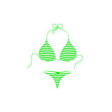 Striped bikini suit in green and white design