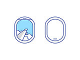 Closed and open airplane window icons set