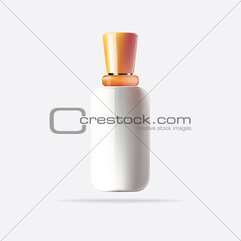 White Cosmetic Container with Orange Cap.