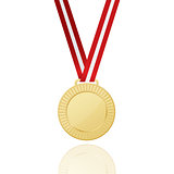 Gold Medal With Red Ribbon. Icon. 