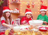 Children making Christmas dinner