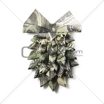 Origami fir-cone of dollar banknotes