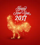 Fire rooster 2017. The symbol of the Chinese New Year . particle divergent composition, vector illustration