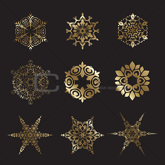 Golden snowflake designs