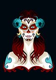 Day of the dead woman portrait illustration