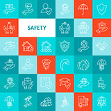Vector Line Safety Icons Set