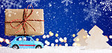 Retro toy car with christmas gifts