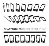 Smartphones in different view.