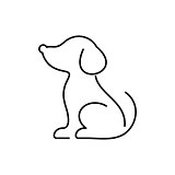 Black vector dog thin line icon