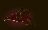 Lying sweetheart black Panther on a dark background. EPS10 vector illustration