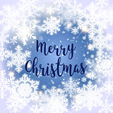 Merry Christmas message and light background with snowflakes. Vector illustration Eps 10.