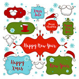 Collection of christmas ornaments and decorative elements, vintage frames, labels, stickers and ribbons