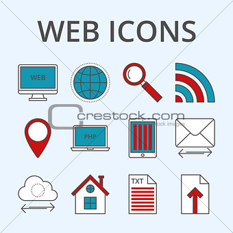 Vector illustration of a set linear icons