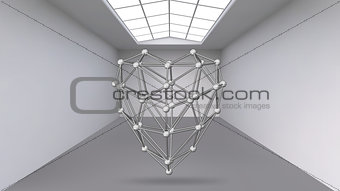 Abstract Creative concept vector background of geometric shapes the lines connected to points in the large Studio room with window. Modern office. Realistic Vector Illustration eps 10 for your design.