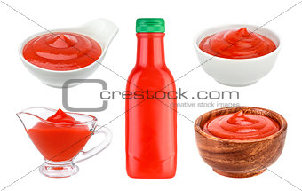 Tomato ketchup isolated on white background.