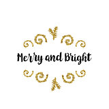 Christmas card on white background with golden elements and text