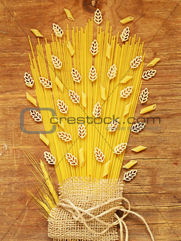 Still life from a different pasta, natural organic product