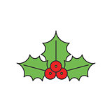 Christmas Holly flat line icon