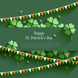 Happy St. Patricks Day - greeting card in flat style, modern design element