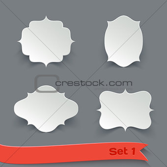 Vector Set of Blank White Paper Retro Labels. 