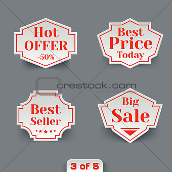Vector Set of Sale Paper Retro Labels. 