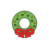 Christmas wreath flat line icon