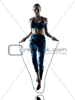 woman fitness Jumping Rope excercises silhouette