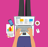Online News Vector illustration. Flat computing background
