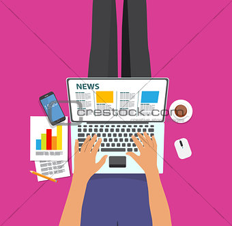 Online News Vector illustration. Flat computing background