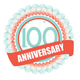 Cute Template 100 Years Anniversary with Balloons and Ribbon Vec