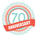 Cute Template 70 Years Anniversary with Balloons and Ribbon Vect