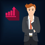 Business man and growth arrow strategies concept